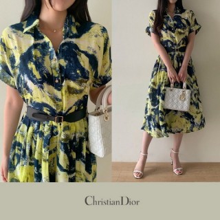 디*  23SS  DRAWING PRINT BELT STRAP DRESS  (여성)