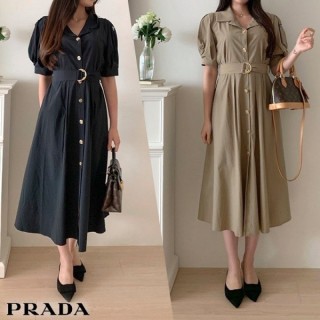 프** 23SS Nylon stretch tailored collar wrap dress (여성)