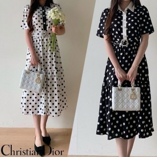 디* 23SS Dot printing flare skirt dress (여성)